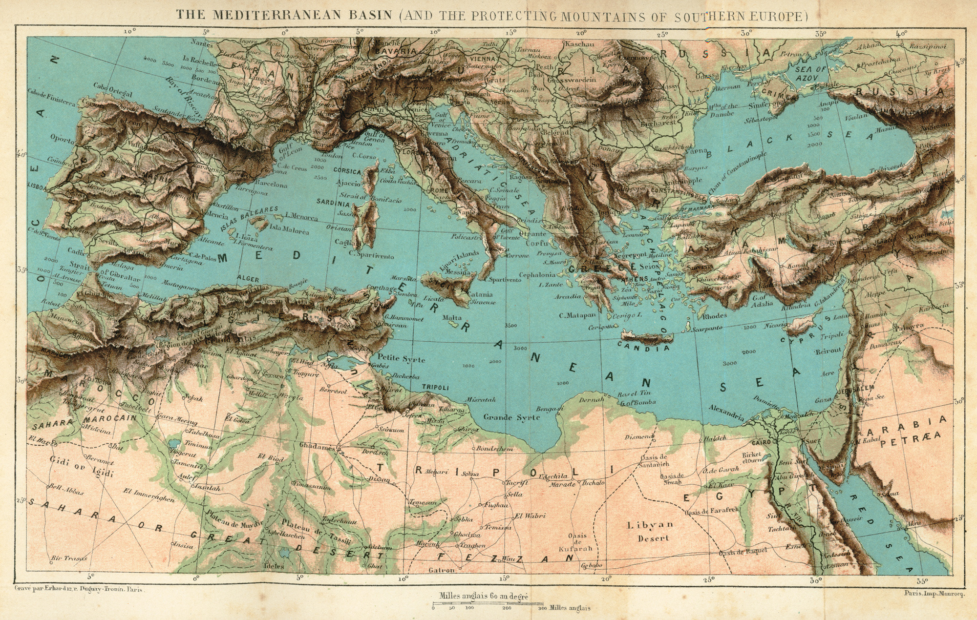 средиземное море карта